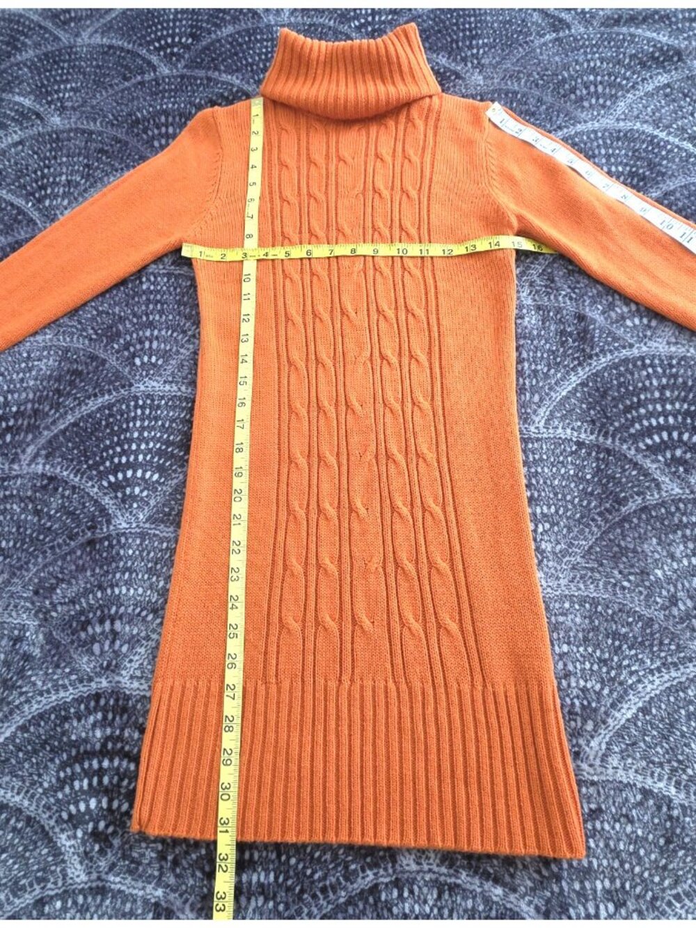 PINK CAT Orange Cable Knit Turtleneck Sweater Mini Dress (USA S) (CHINA L) - Picture 4 of 8